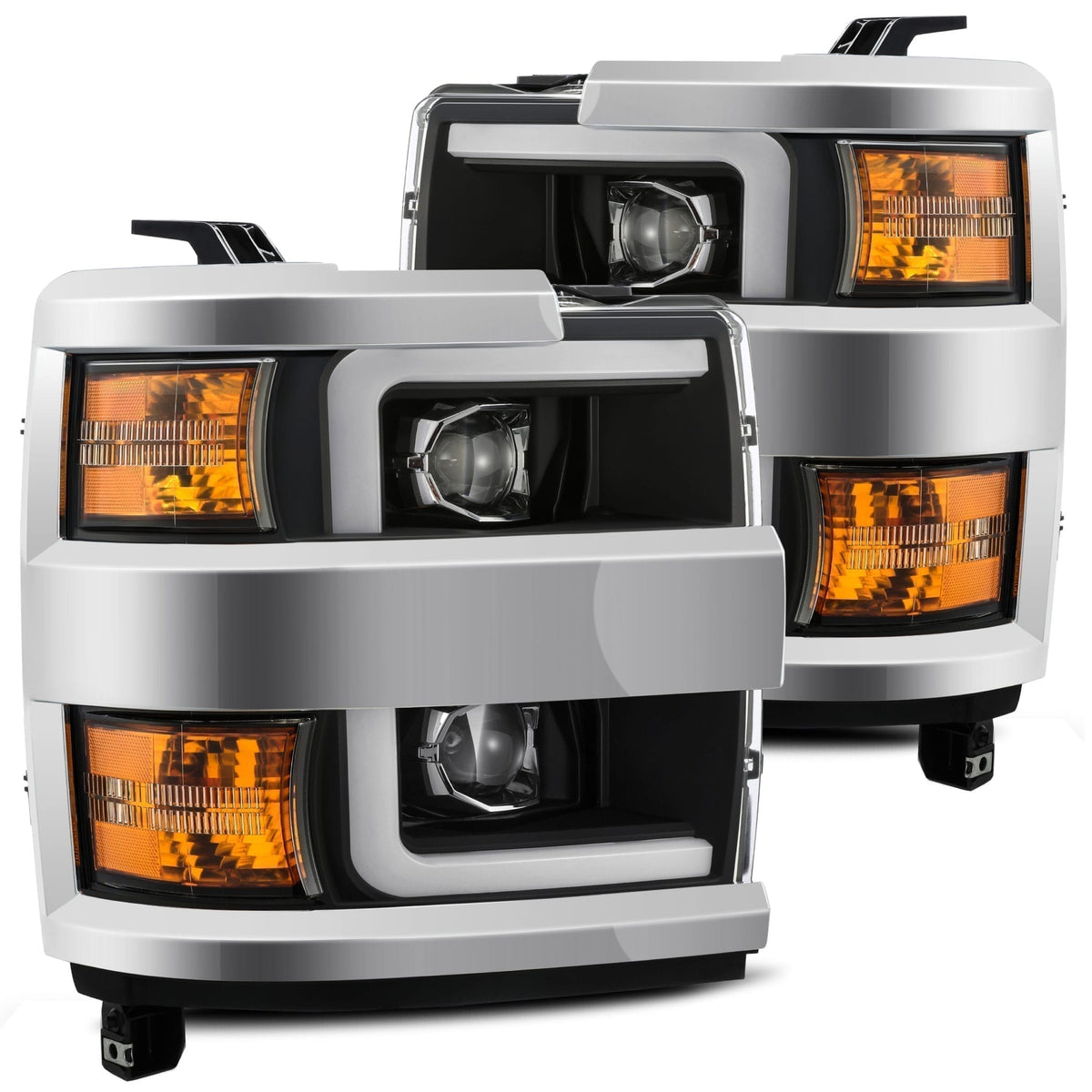 AlphaRex 15-19 Chevrolet Silverado 2500HD/3500HD LUXX-Series LED Projector Headlights Black