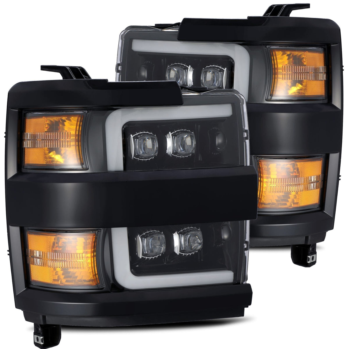 AlphaRex 15-19 Chevrolet Silverado 2500HD/3500HD MKII NOVA-Series LED Projector Headlights Jet Black