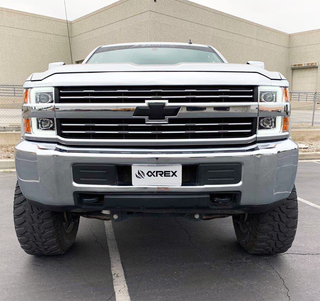 AlphaRex 15-19 Chevrolet Silverado 2500HD/3500HD LUXX-Series LED Projector Headlights Chrome