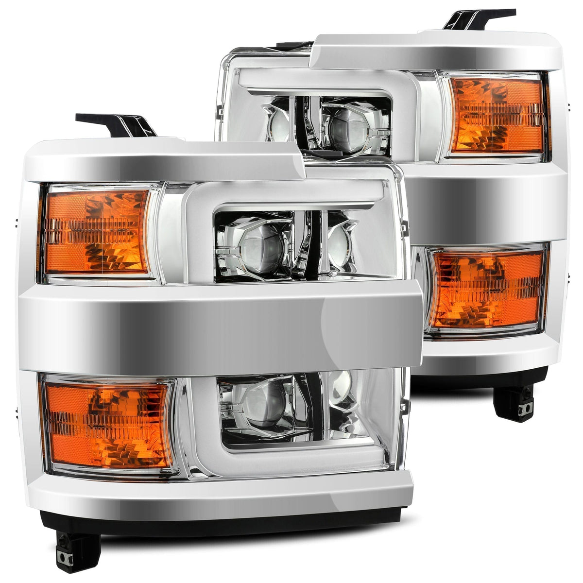 AlphaRex 15-19 Chevrolet Silverado 2500HD/3500HD LUXX-Series LED Projector Headlights Chrome