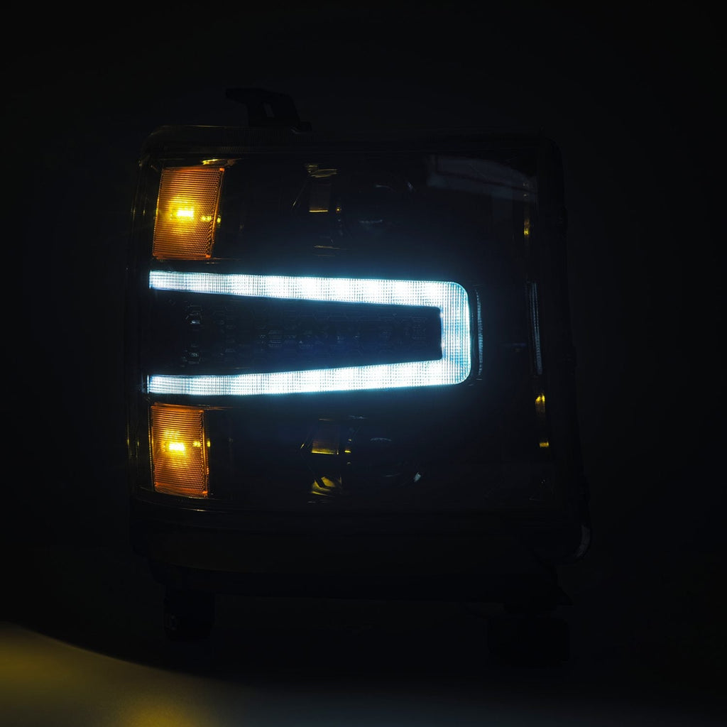 AlphaRex 16-18 Chevrolet Silverado 1500 LUXX-Series LED Projector Headlights Alpha-Black