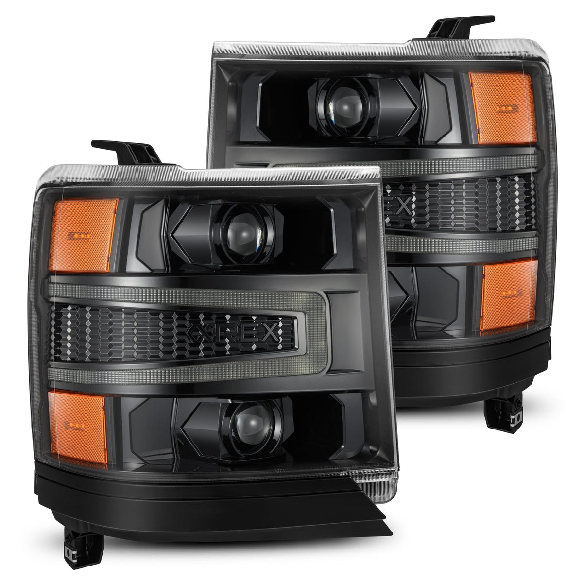 AlphaRex 16-18 Chevrolet Silverado 1500 LUXX-Series LED Projector Headlights Alpha-Black