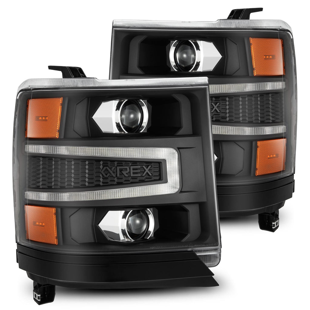 AlphaRex 16-18 Chevrolet Silverado 1500 LUXX-Series LED Projector Headlights Black