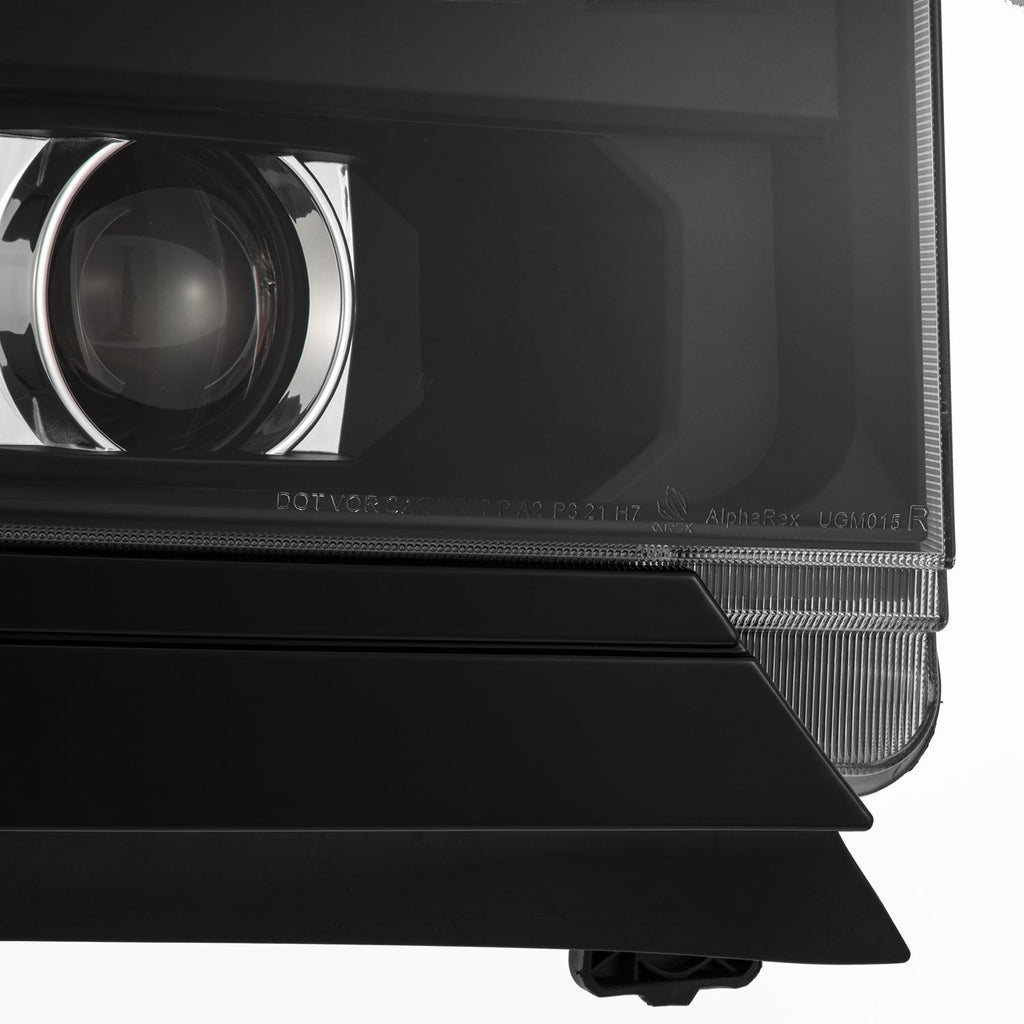 AlphaRex 16-18 Chevrolet Silverado 1500 LUXX-Series LED Projector Headlights Black