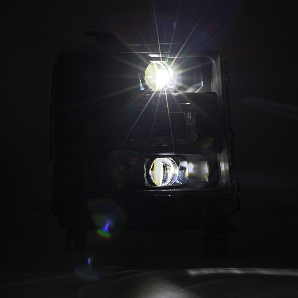 AlphaRex 16-18 Chevrolet Silverado 1500 LUXX-Series LED Projector Headlights Black