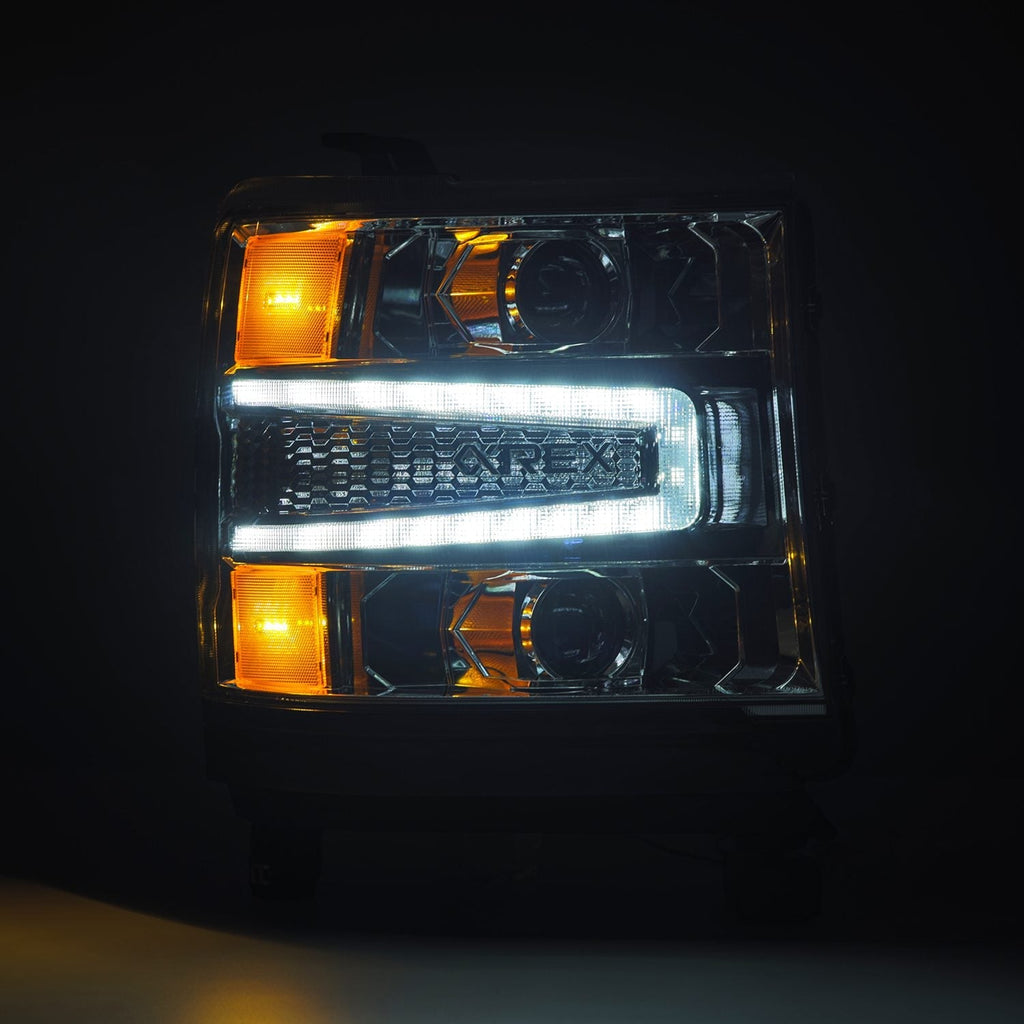 AlphaRex 16-18 Chevrolet Silverado 1500 LUXX-Series LED Projector Headlights Chrome