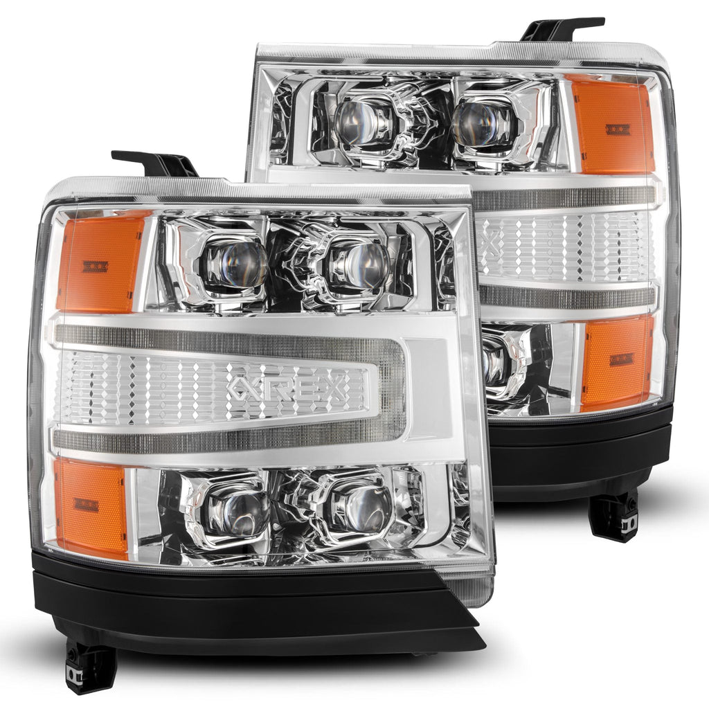 AlphaRex 16-18 Chevrolet Silverado 1500 NOVA-Series LED Projector Headlights Chrome