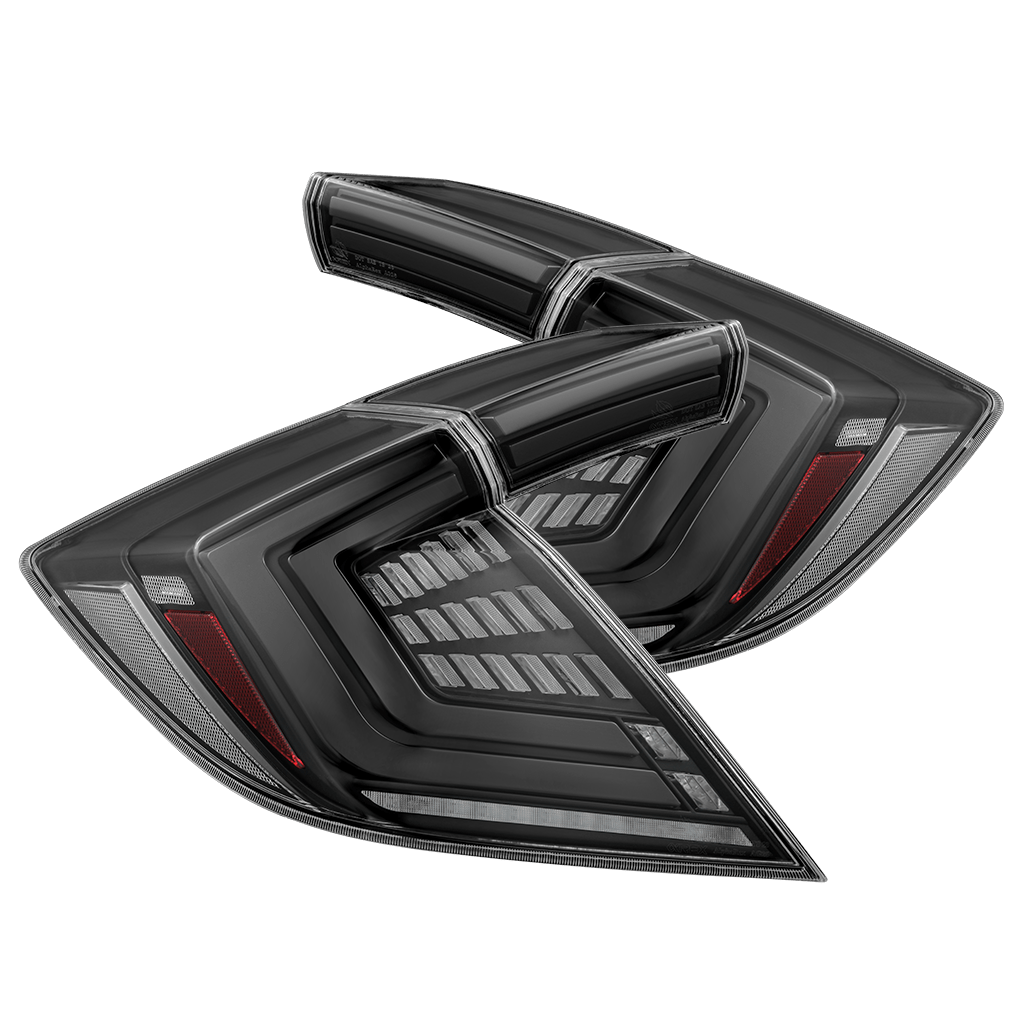 AlphaRex 16-21 Honda Civic Hatchback NOVA-Series Prismatic LED Tail Lights Alpha-Black