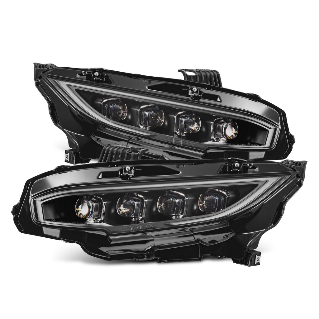 AlphaRex 16-21 Honda Civic NOVA-Series LED Projector Headlights Black