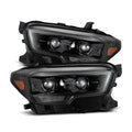 AlphaRex 16-23 Toyota Tacoma MK II PRO-Series Halogen Projector Headlights Alpha-Black