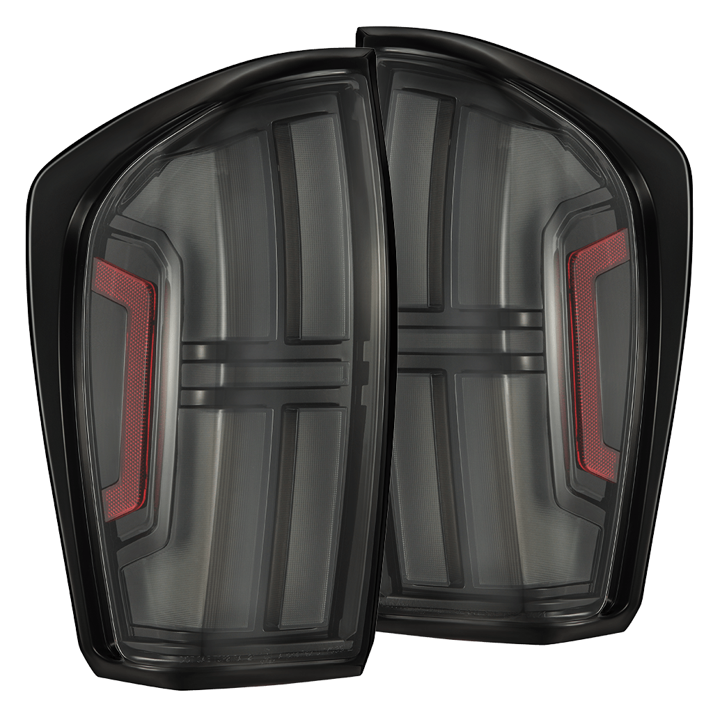 AlphaRex 16-23 Toyota Tacoma NOVA-Series Prismatic LED Tail Lights Black Clear