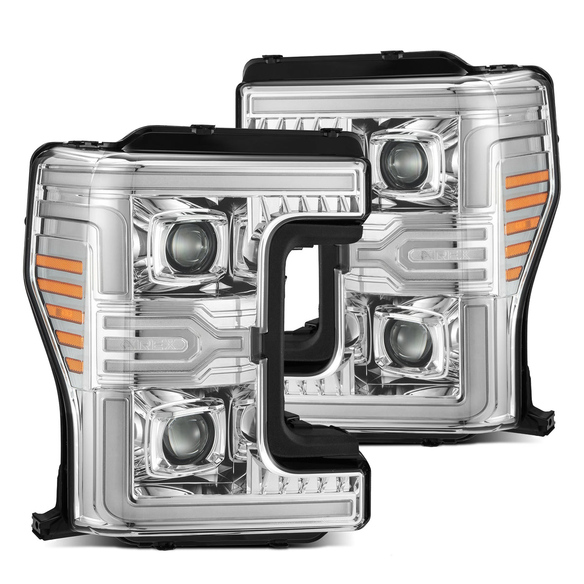 AlphaRex 17-19 Ford Super Duty MKII LUXX-Series LED Projector Headlights Chrome