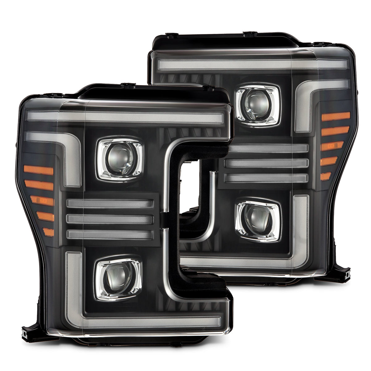 AlphaRex 17-19 Ford Super Duty MKII PRO-Series Halogen Projector Headlights Black