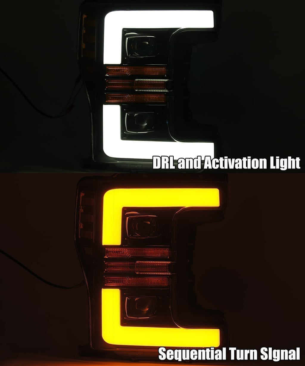 AlphaRex 17-19 Ford Super Duty PRO-Series Halogen Projector Headlights Chrome