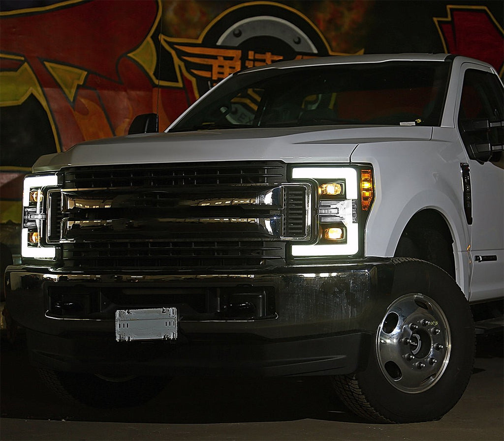 AlphaRex 17-19 Ford Super Duty PRO-Series Halogen Projector Headlights Chrome