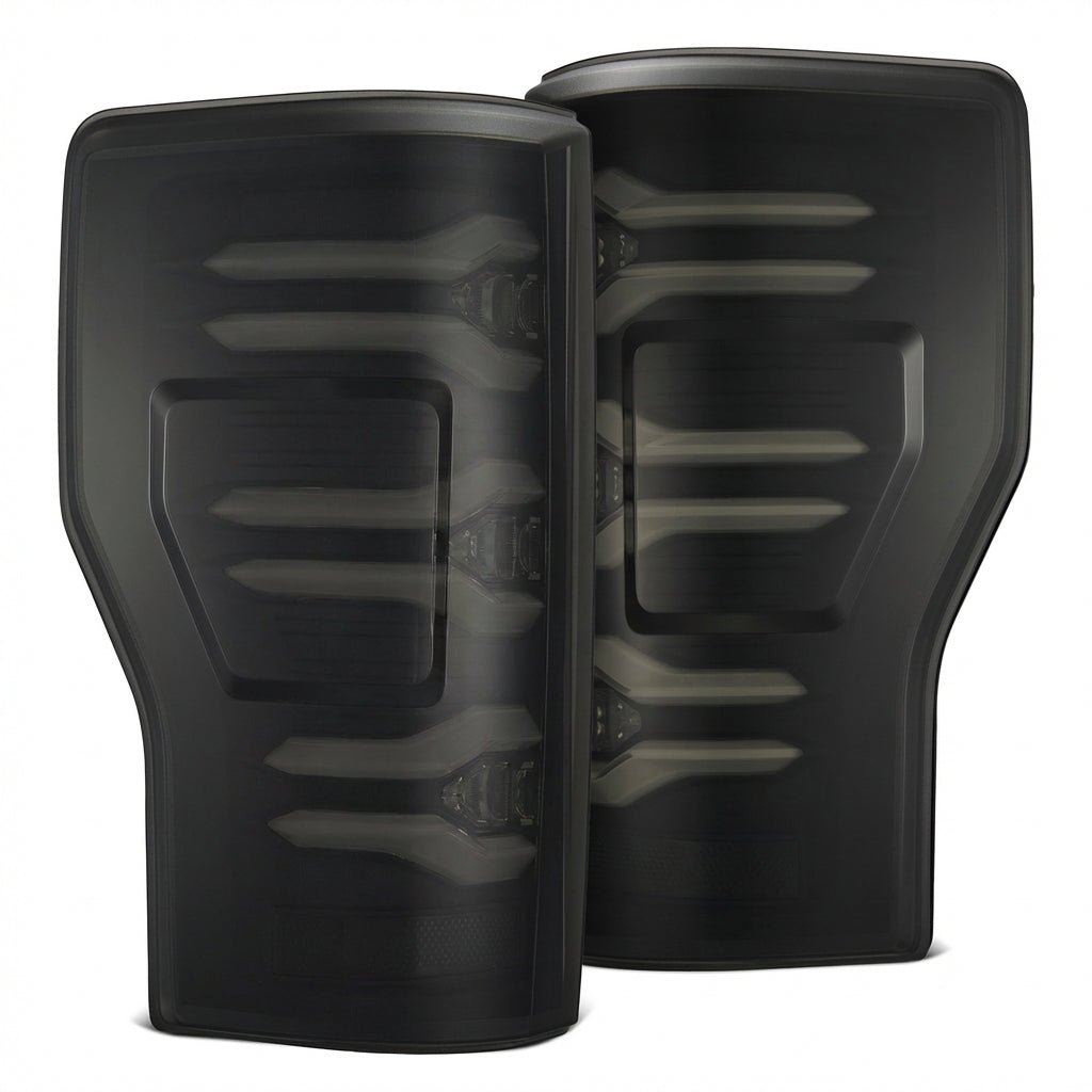 AlphaRex 17-22 Ford Super Duty LUXX-Series LED Tail Lights Black Smoke