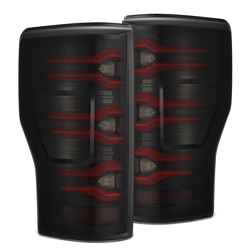 AlphaRex 17-22 Ford Super Duty LUXX-Series LED Tail Lights Black-Red