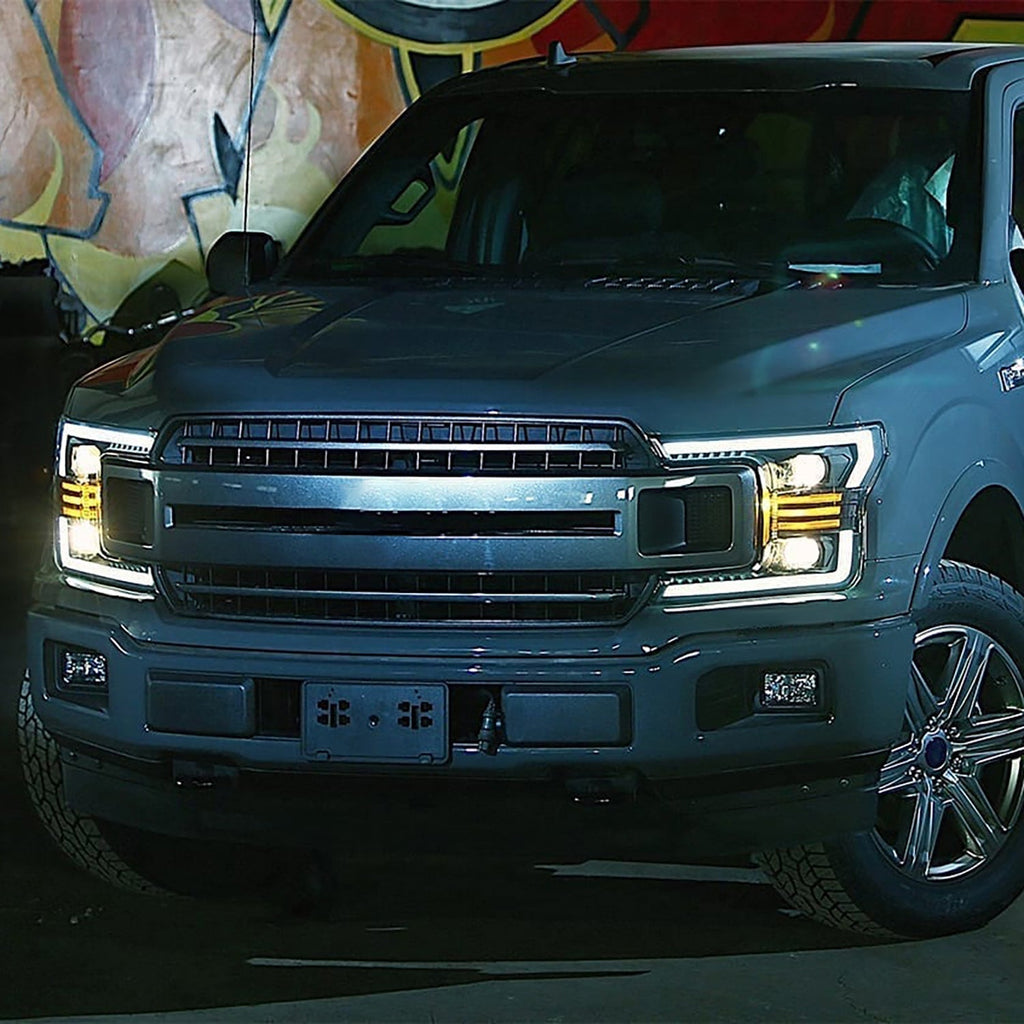 AlphaRex 18-20 Ford F150 LUXX-Series LED Projector Headlights Jet Black