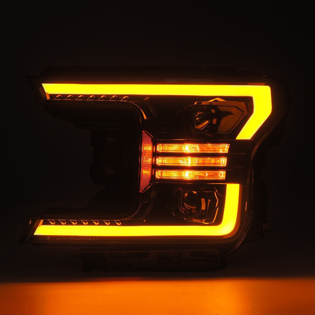 AlphaRex 18-20 Ford F150 LUXX-Series LED Projector Headlights Jet Black
