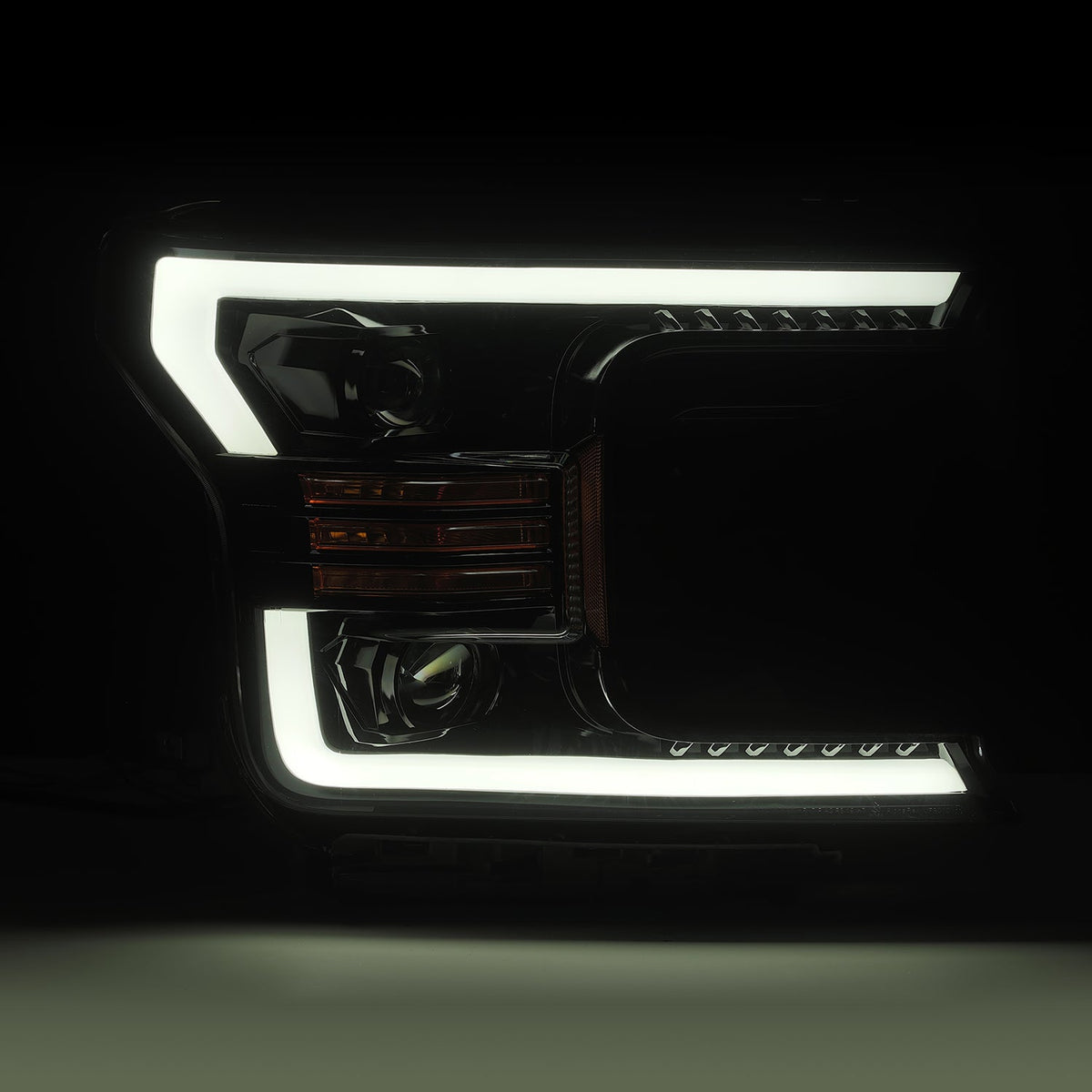 AlphaRex 18-20 Ford F150 LUXX-Series LED Projector Headlights Jet Black