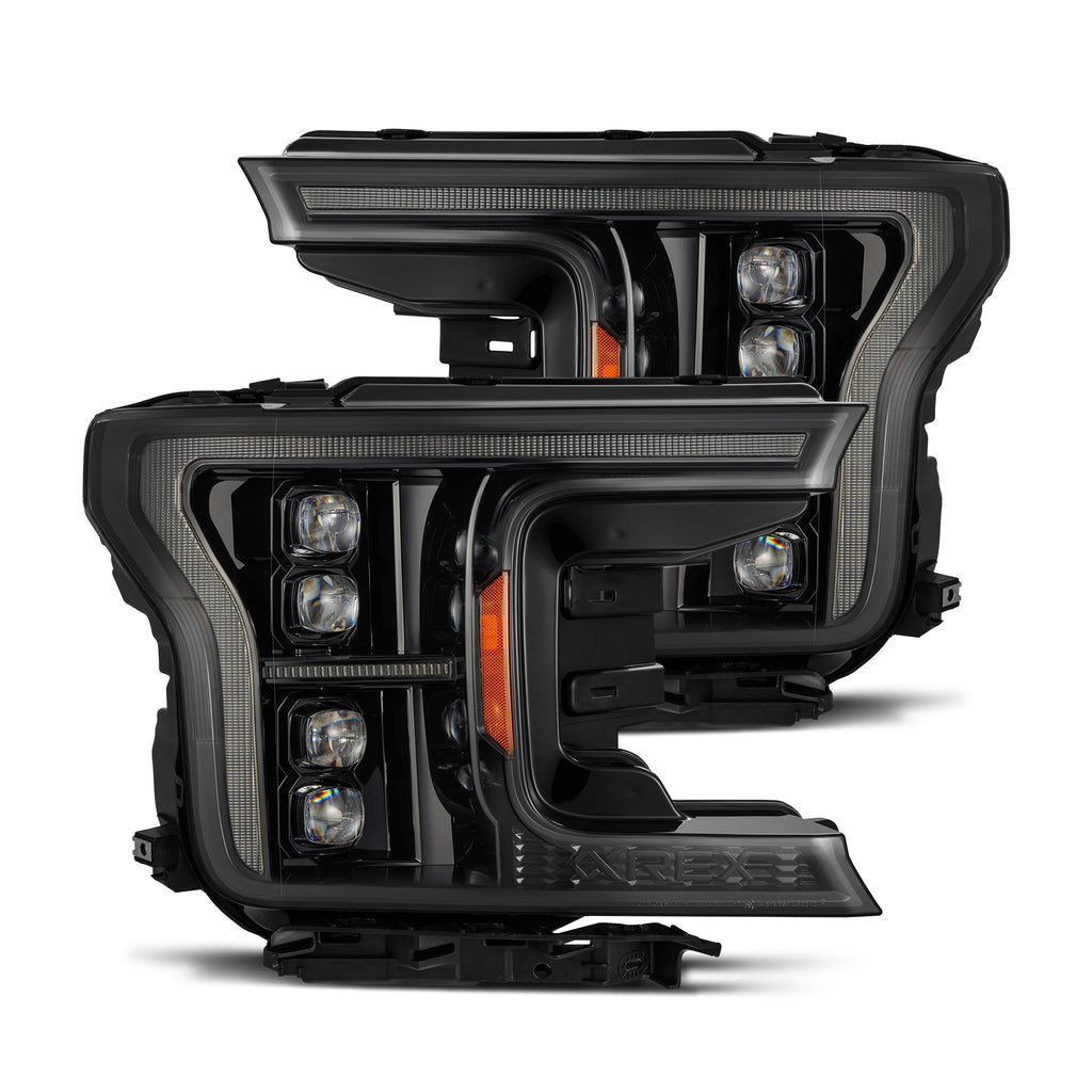 AlphaRex 18-20 Ford F150 (MK II 14th Gen Style) NOVA-Series LED Projector Headlights Alpha-Black