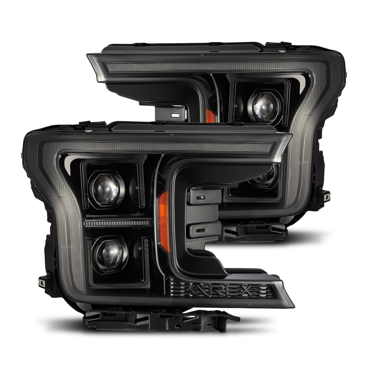 AlphaRex 18-20 Ford F150 (MK II 14th Gen Style) PRO-Series Halogen Projector Headlights Alpha-Black