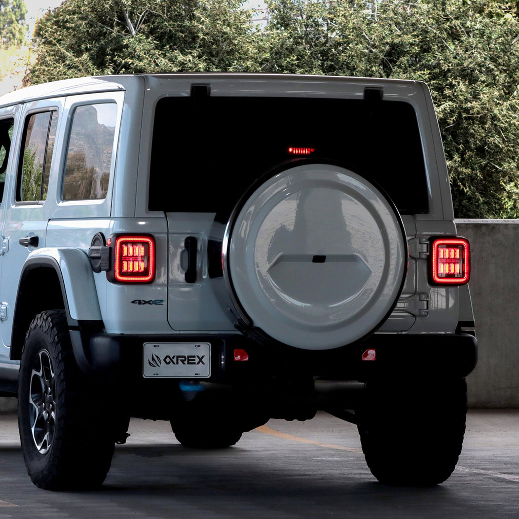 AlphaRex 18-26 Jeep Wrangler JL NOVA-Series Prismatic LED Tail Lights Black-Red