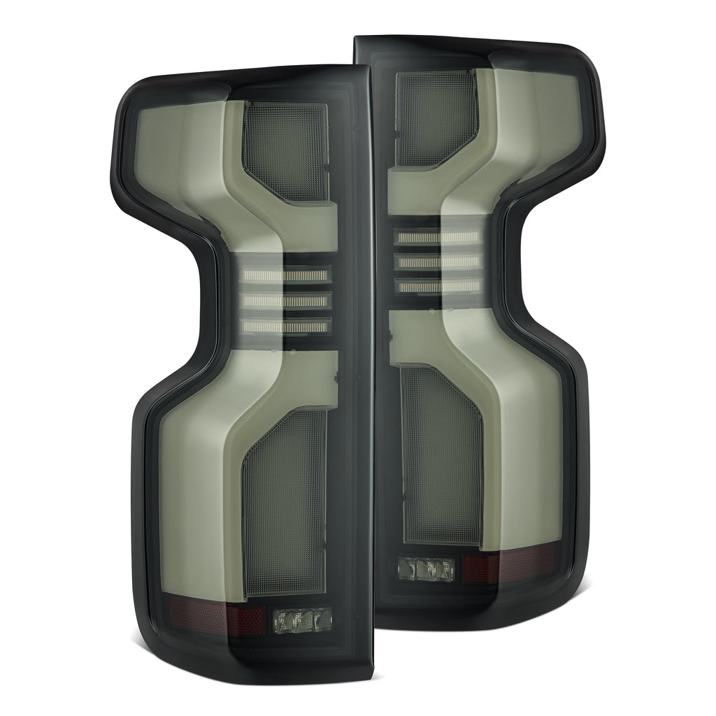 AlphaRex 19-26 Chevrolet Silverado 1500 / 20-26 Silverado 2500HD/3500HD LUXX-Series LED Tail Lights Black Smoke