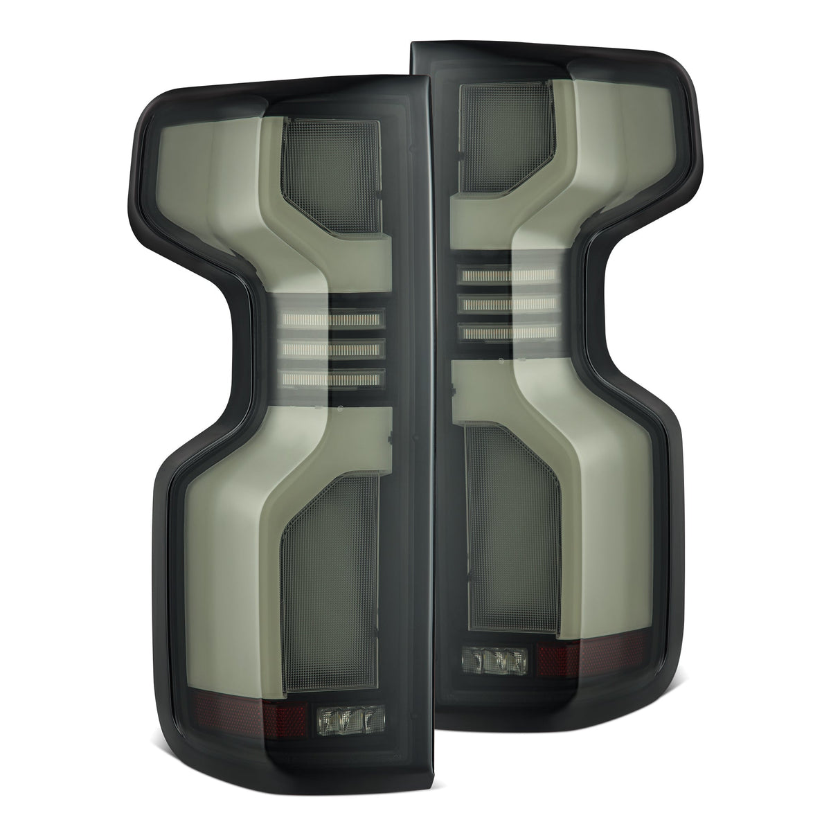 AlphaRex 19-26 Chevrolet Silverado 1500 / 20-26 Silverado 2500HD/3500HD LUXX-Series LED Tail Lights Black Smoke