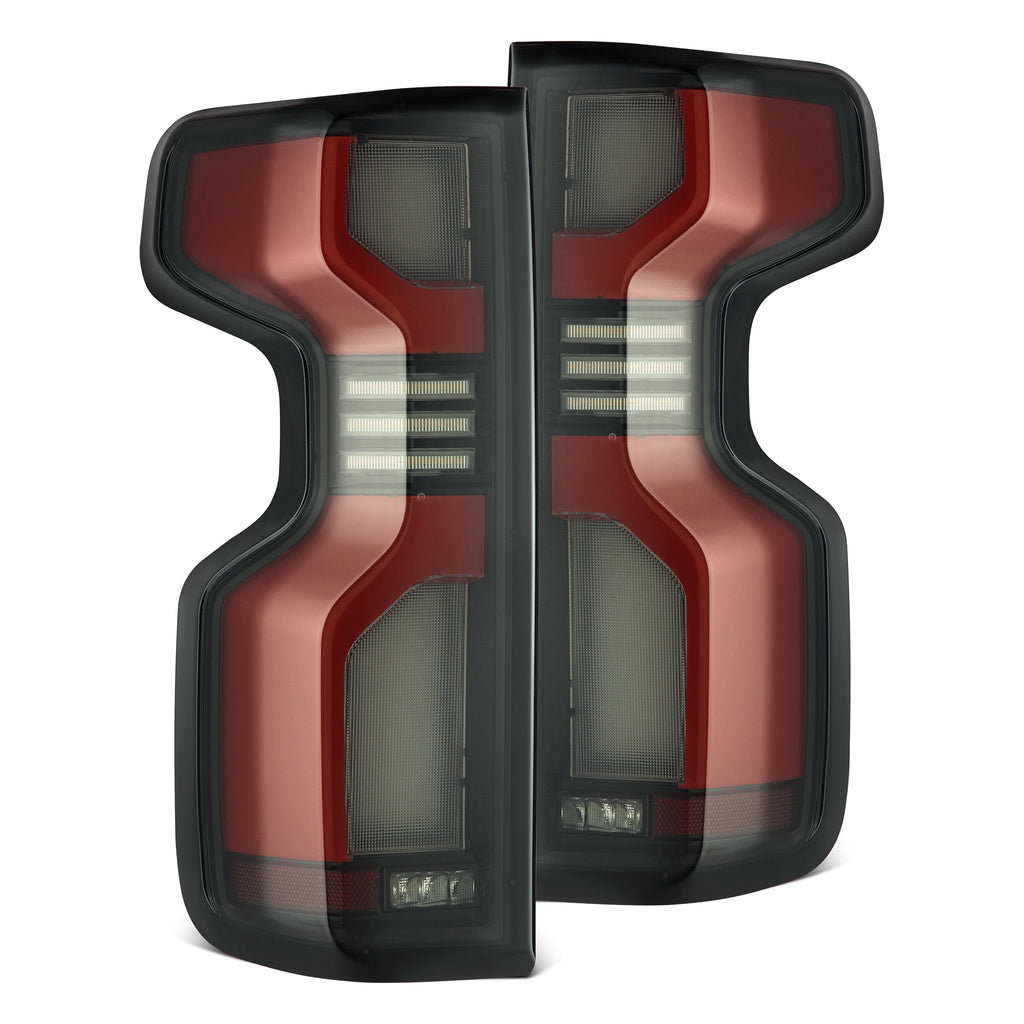 AlphaRex 19-26 Chevrolet Silverado 1500 / 20-26 Silverado 2500HD/3500HD LUXX-Series LED Tail Lights Black-Red
