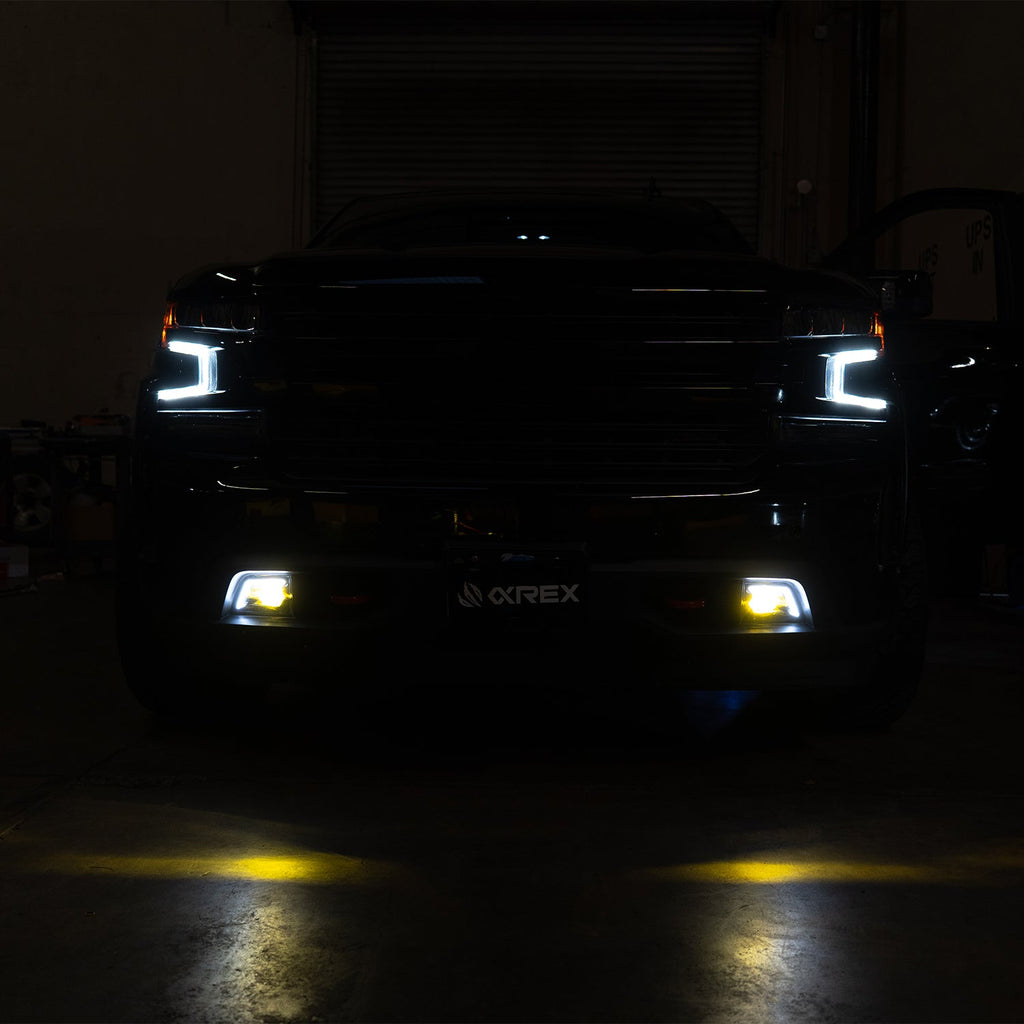 AlphaRex 19-23 Chevrolet Silverado 1500/20-23 Chevrolet Silverado 2500HD/3500HD DoubleTap Dual Color LED Projector Fog Lights