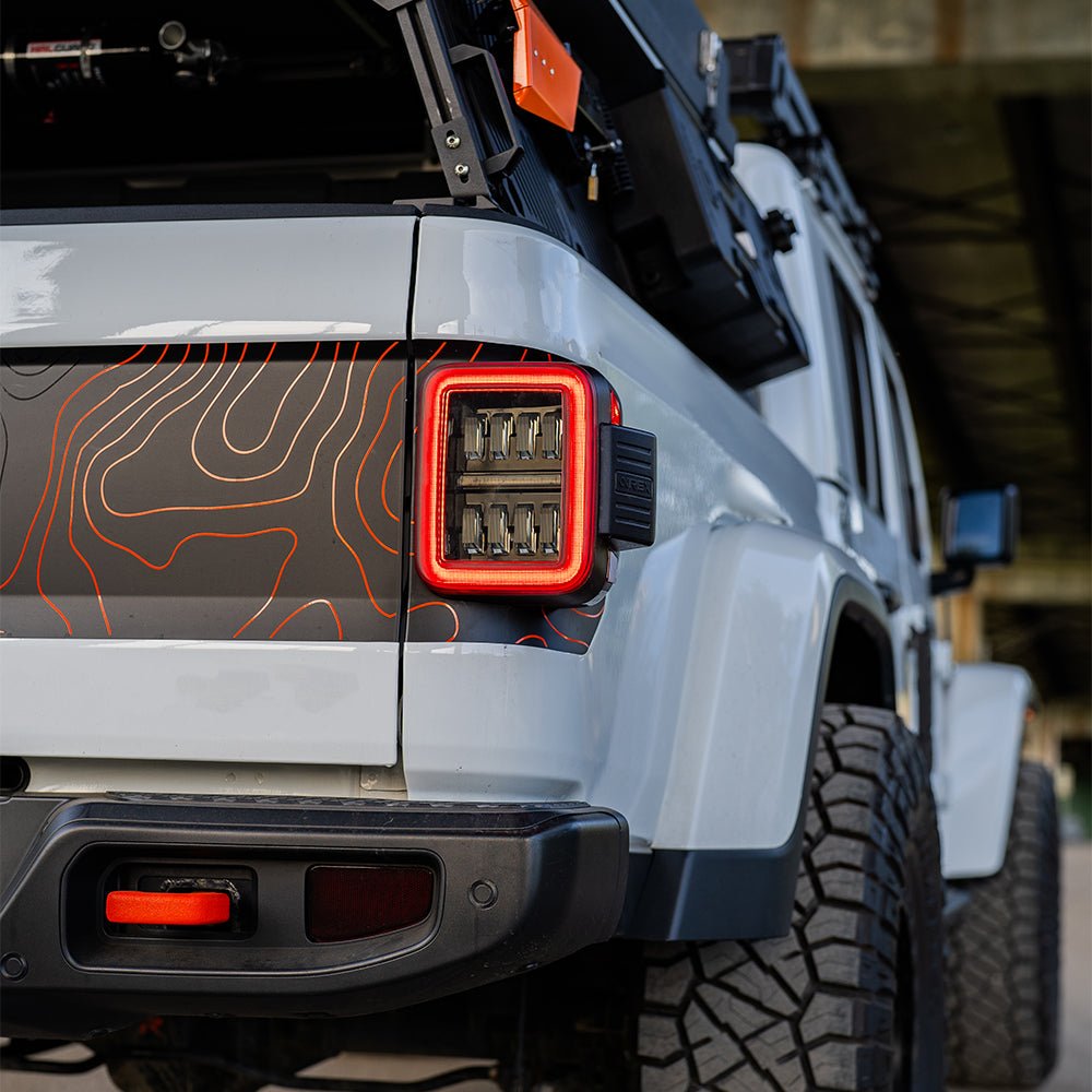 AlphaRex 19-26 Jeep Gladiator JT NOVA-Series Prismatic LED Tail Lights Black Smoke