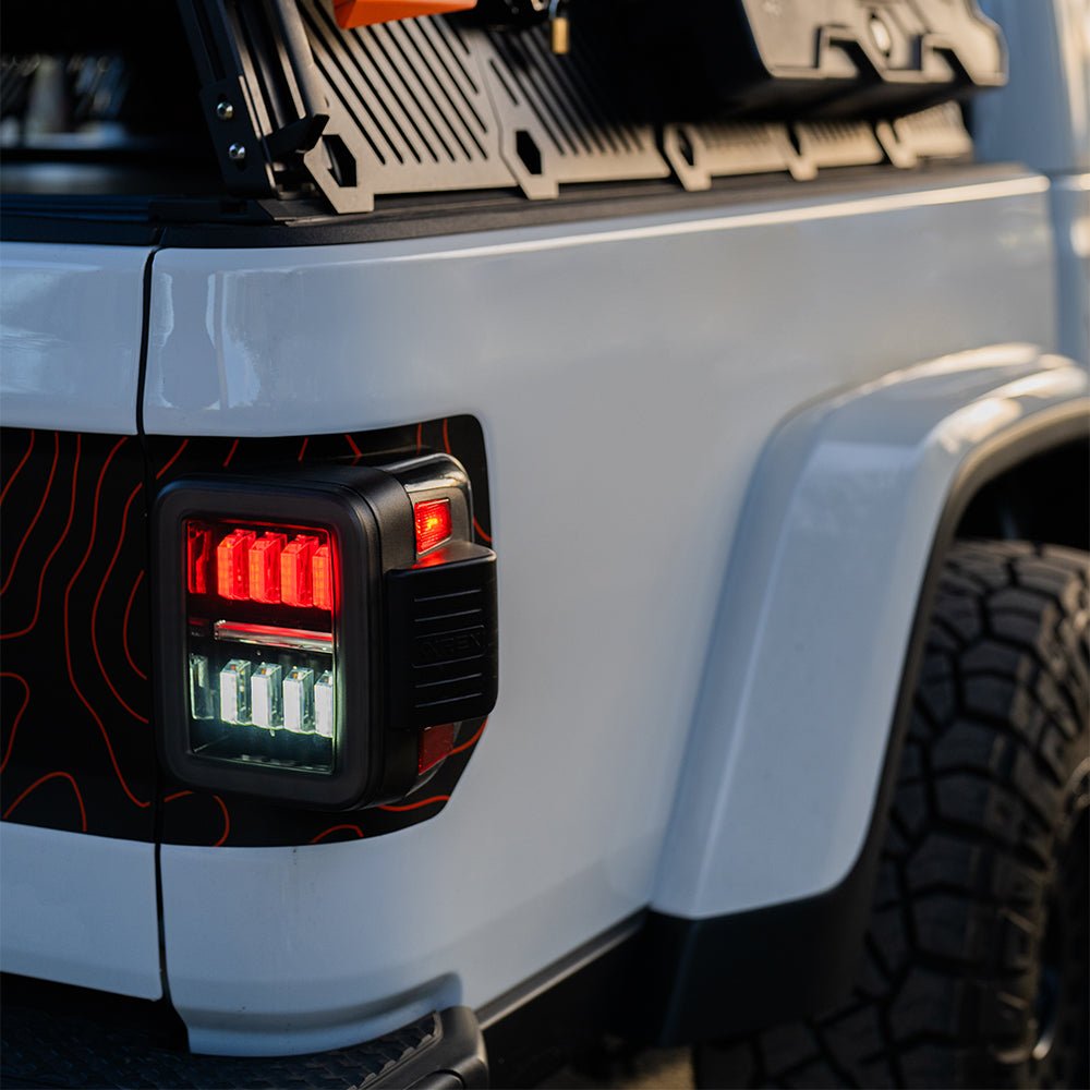 AlphaRex 19-26 Jeep Gladiator JT NOVA-Series Prismatic LED Tail Lights Black-Red