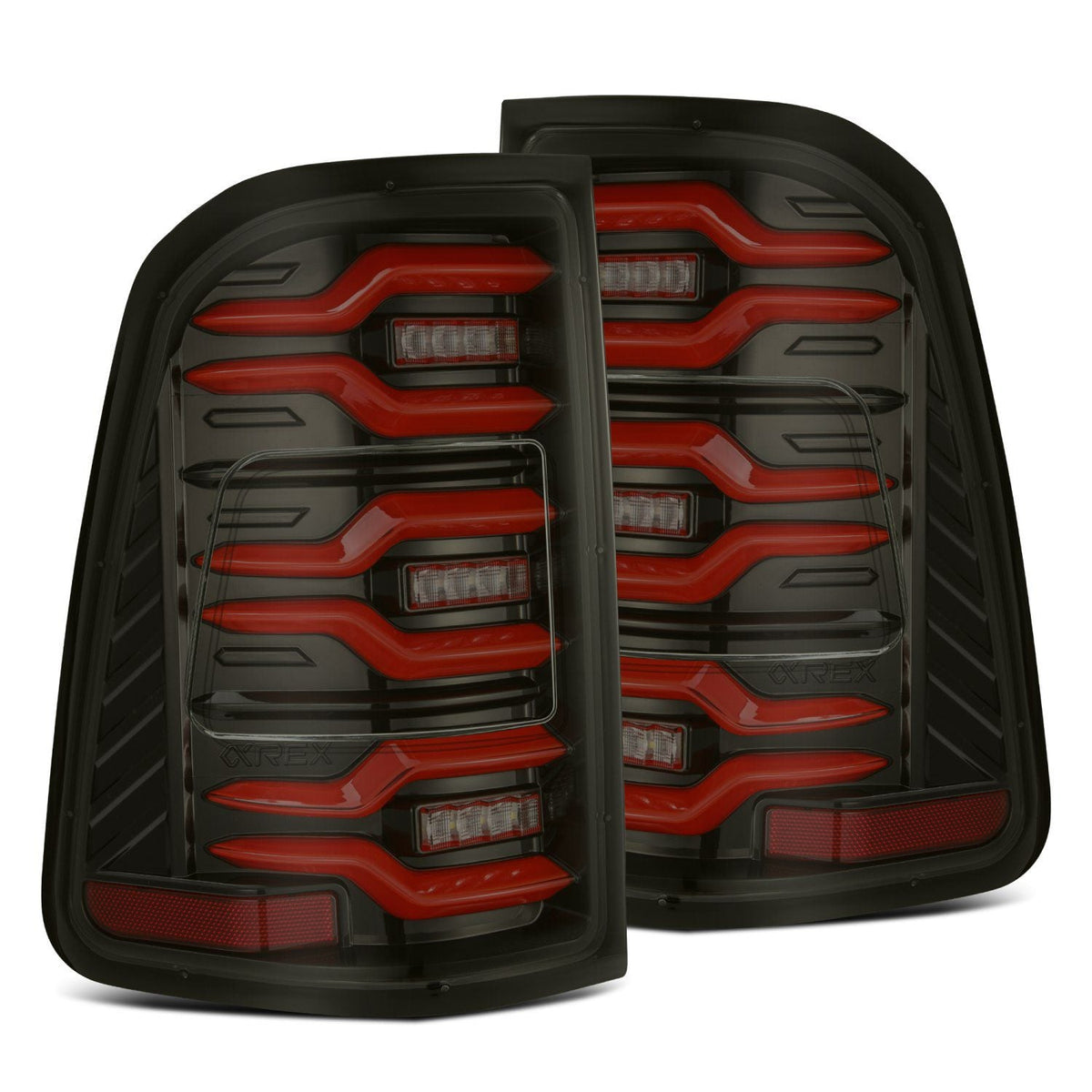 AlphaRex 19-24 Ram 1500 LUXX-Series LED Tail Lights Black-Red