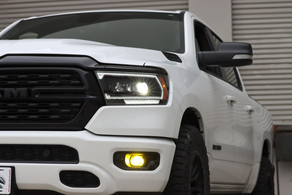 AlphaRex 19-24 Ram 1500 (MK II 2500 Style) LUXX-Series LED Projector Headlights Alpha-Black