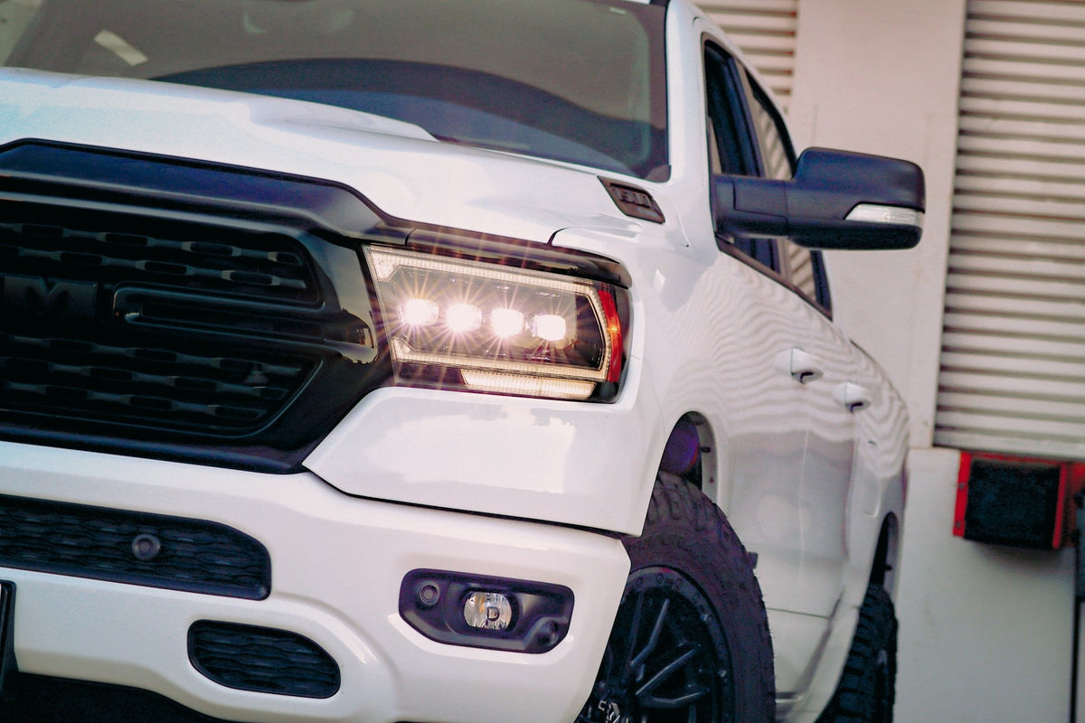 AlphaRex 19-24 Ram 1500 (MK II 2500 Style) NOVA-Series LED Projector Headlights Alpha-Black