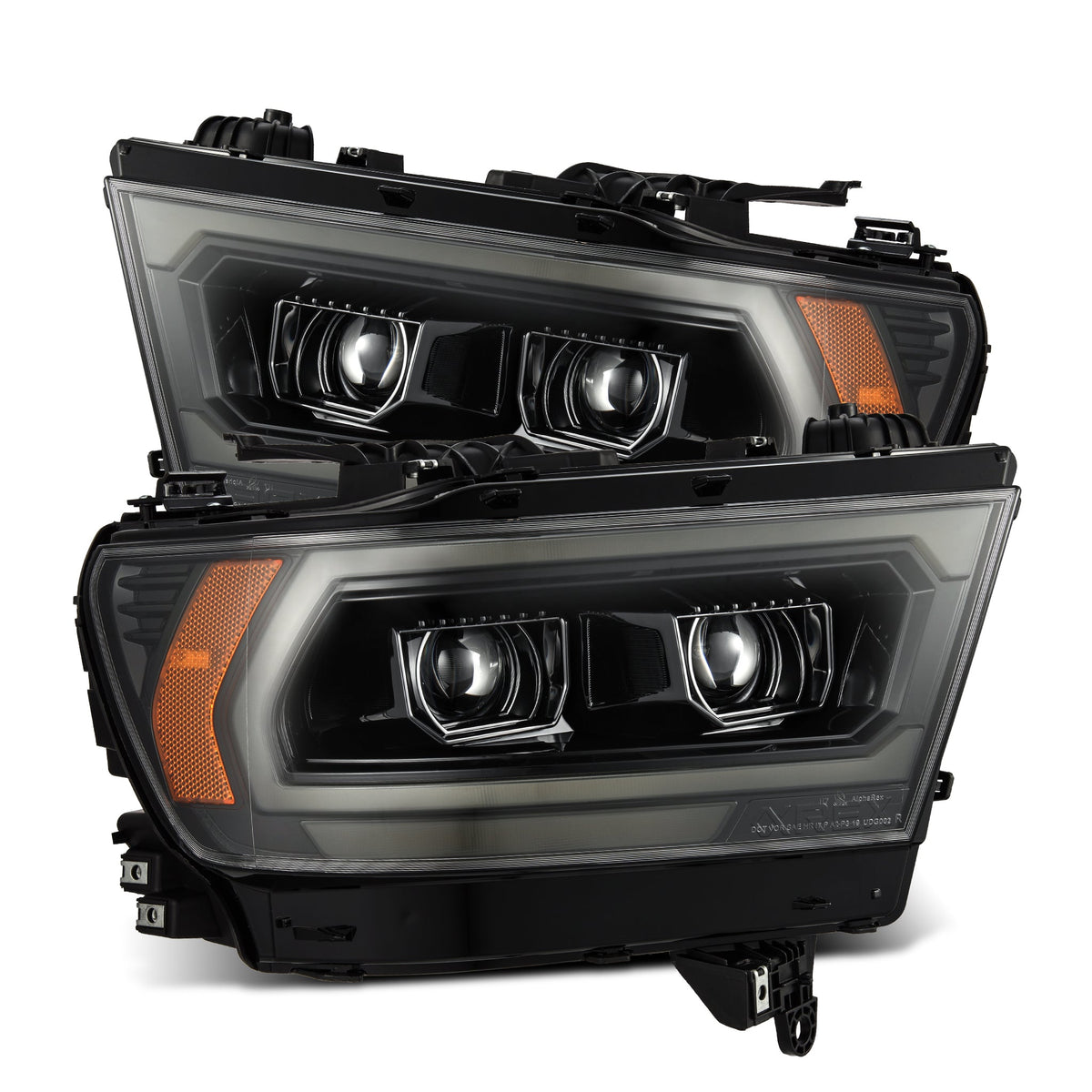 AlphaRex 19-24 Ram 1500 (MK II 2500 Style) PRO-Series Halogen Projector Headlights Alpha-Black