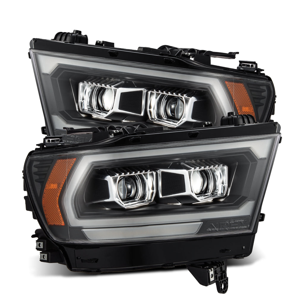 AlphaRex 19-24 Ram 1500 (MK II 2500 Style) PRO-Series Halogen Projector Headlights Black