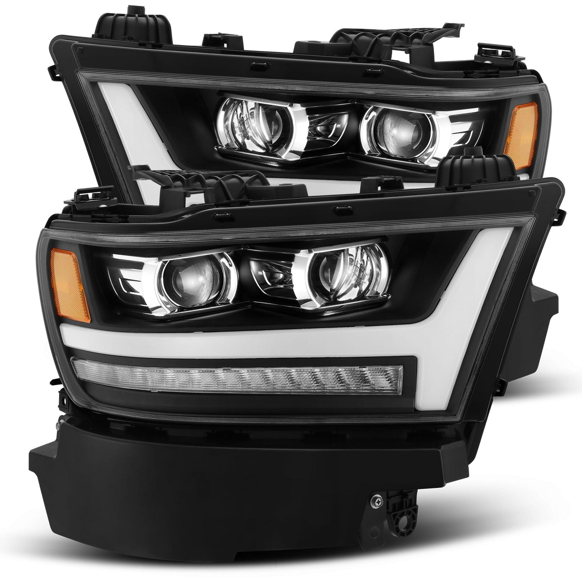 AlphaRex 19-24 Ram 1500 PRO-Series Halogen Projector Headlights Black