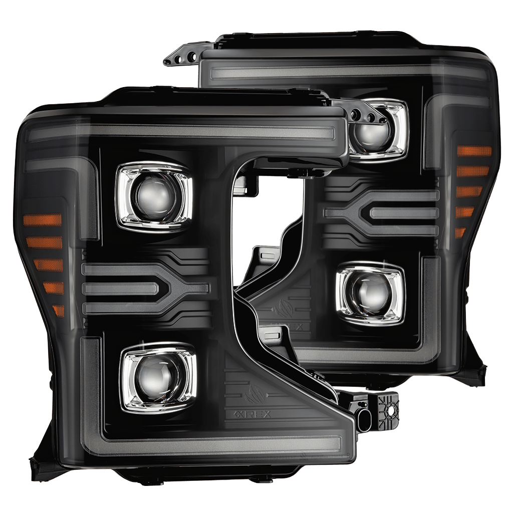 AlphaRex 20-22 Ford Super Duty LUXX-Series LED Projector Headlights Black