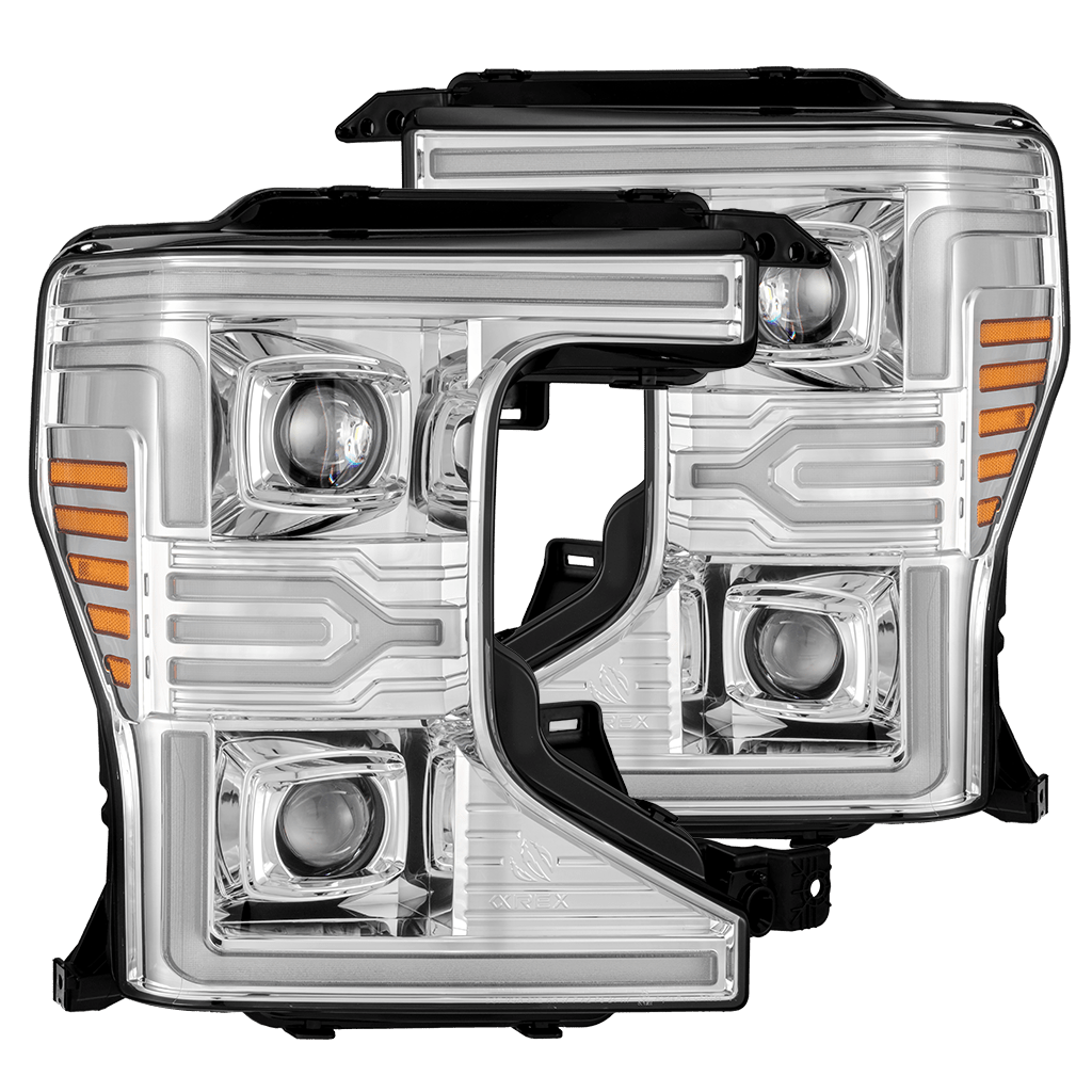 AlphaRex 20-22 Ford Super Duty LUXX-Series LED Projector Headlights Chrome