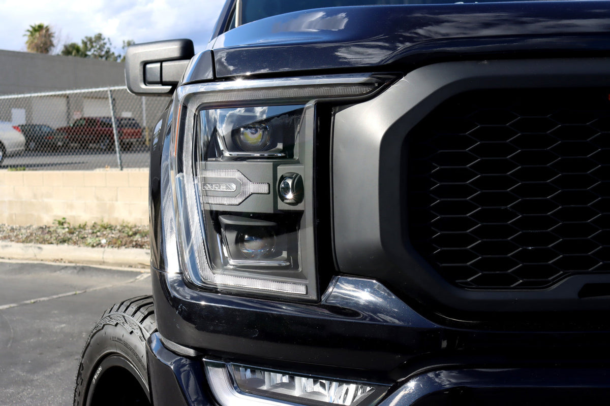 AlphaRex 21-23 Ford F150 / 21-23 Ford F150 Raptor LUXX-Series LED Projector Headlights Alpha-Black