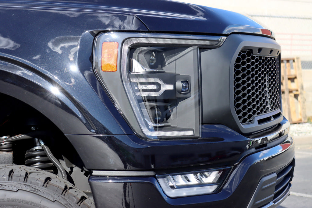 AlphaRex 21-23 Ford F150 / 21-23 Ford F150 Raptor LUXX-Series LED Projector Headlights Alpha-Black