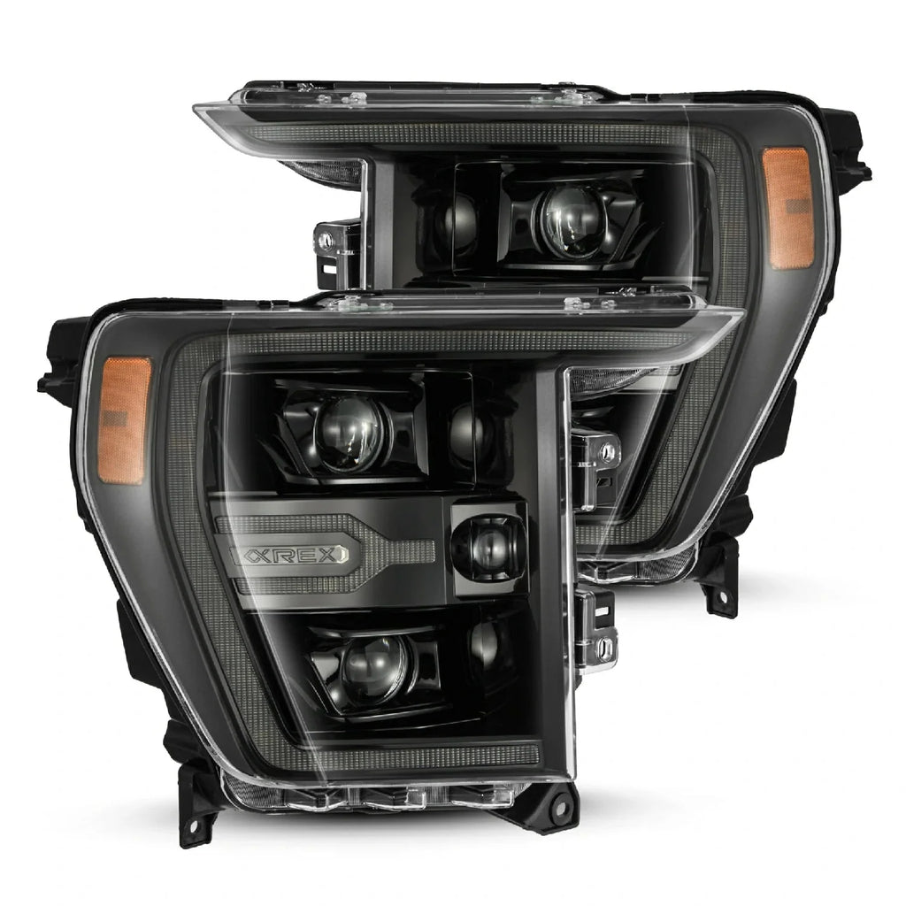 AlphaRex 21-23 Ford F150 / 21-23 Ford F150 Raptor LUXX-Series LED Projector Headlights Alpha-Black
