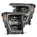 AlphaRex 21-23 Ford F150 / 21-23 Ford F150 Raptor LUXX-Series LED Projector Headlights Black