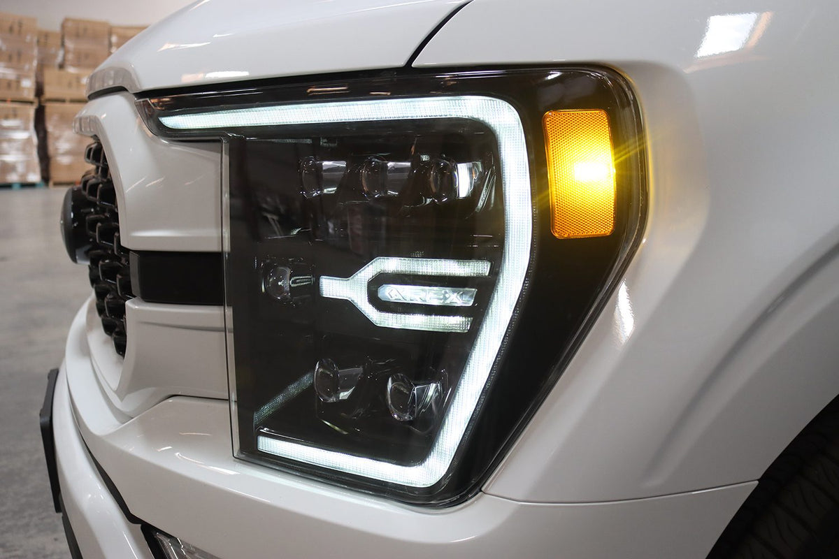 AlphaRex 21-23 Ford F150 / 21-23 Ford F150 Raptor NOVA-Series LED Projector Headlights Alpha-Black