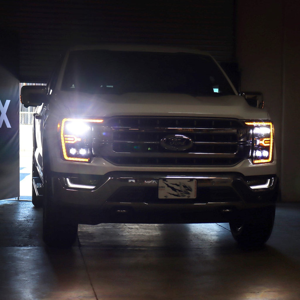 AlphaRex 21-23 Ford F150 / 21-23 Ford F150 Raptor NOVA-Series LED Projector Headlights Black