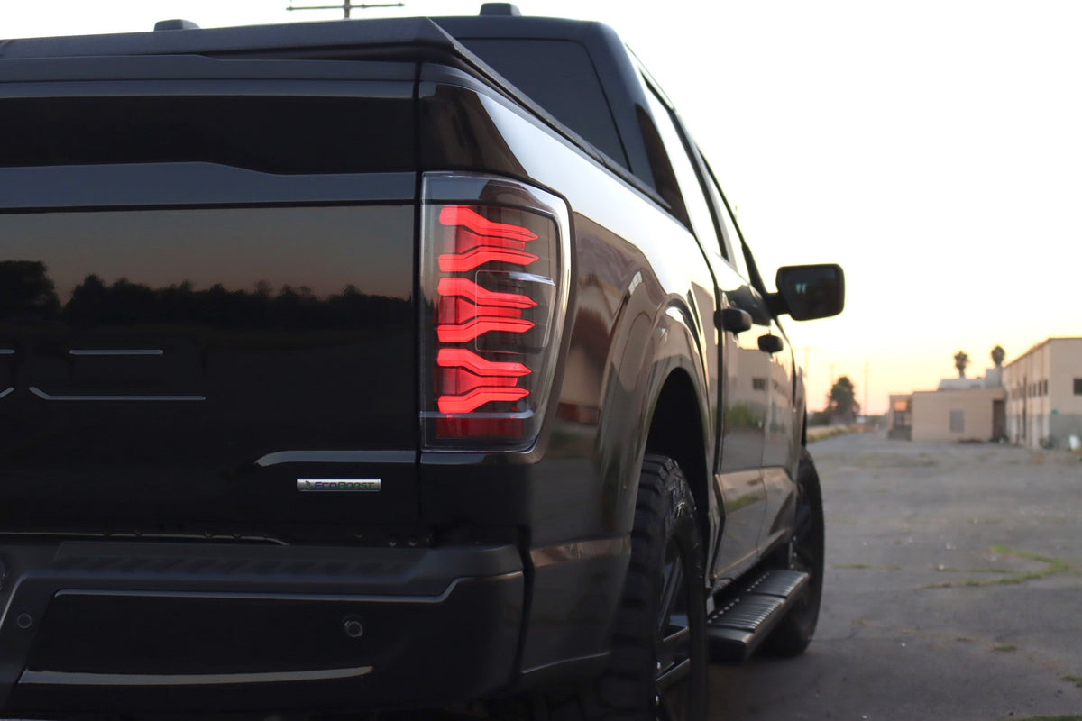 AlphaRex 21-23 Ford F150 LUXX-Series LED Tail Lights Black Smoke