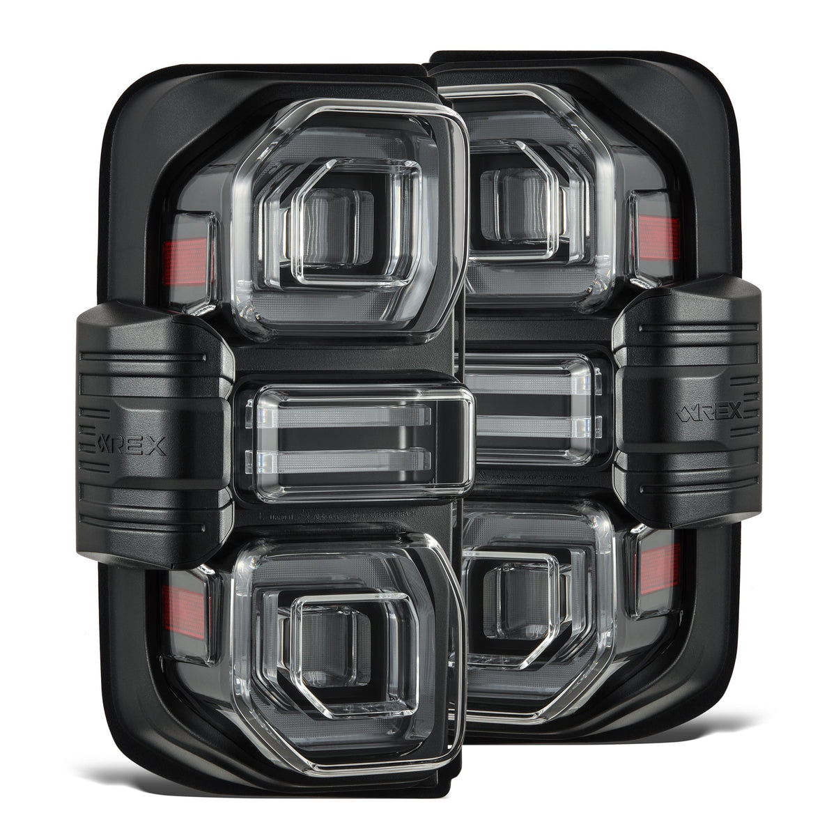AlphaRex 21-26 Ford Bronco NOVA-Series Prismatic LED Tail Lights Black Clear