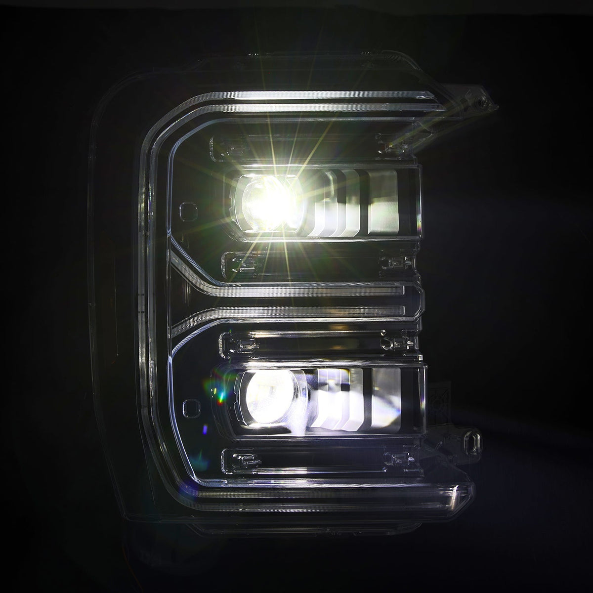 AlphaRex 23-26 Ford Super Duty LUXX-Series LED Projector Headlights Black